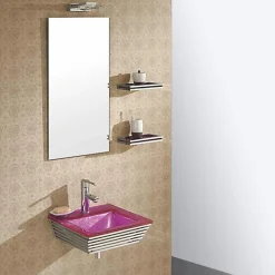 Wikao Lavabo suspendu verre rose et chrome Bubble - Rose* Lavabo