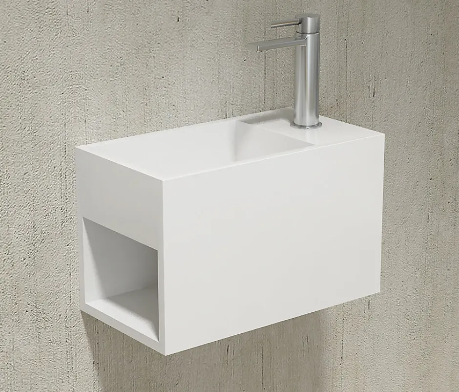 Bernstein Lavabo suspendu 33x18x20,5cm avec espace de rangement en résine de synthèse - blanc mat - PB2046