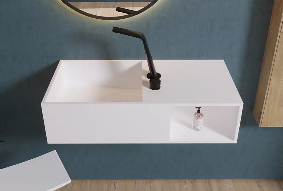 Bernstein Lavabo suspendu 80x40x20cm en fonte minérale avec espace de rangement - PB2037* Lavabo