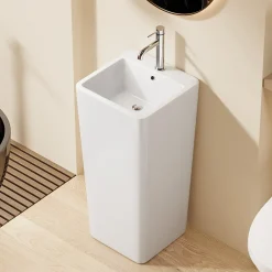 Dileci Lavabo Totem Colonne Blanc Carré Hauteur 83