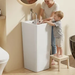 Dileci Lavabo Totem Colonne Blanc Carré Hauteur 83