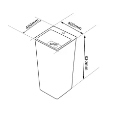 Dileci Lavabo Totem Colonne Blanc Carré Hauteur 83