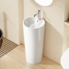 Dileci Lavabo Totem Design Rond et Épuré Blanc H83 -* Lavabo