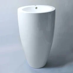 Rue Du Bain Lavabo Totem Rond - Céramique Blanc - 50x85 cm - Ove