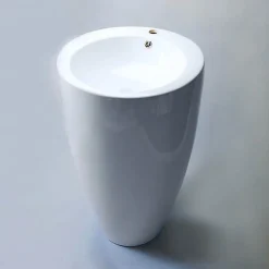 Rue Du Bain Lavabo Totem Rond - Céramique Blanc - 50x85 cm - Ove