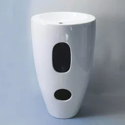 Rue Du Bain Lavabo Totem Rond - Céramique Blanc - 50x85 cm - Ove