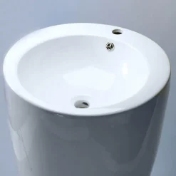 Rue Du Bain Lavabo Totem Rond - Céramique Blanc - 50x85 cm - Ove