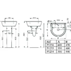 Porcher Lavabo ULYSSE 2 60x47cm en grès avec trop-plein - - Blanc - Sélection HLM* Lavabo