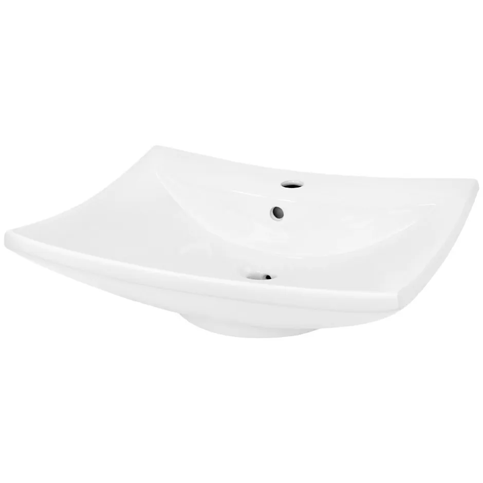 ECD Germany Lavabo vasque à poser / suspendu céramique salle de bain lave-mains 605 x 460 mm
