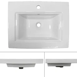 ECD Germany Lavabo vasque a encastrer ceramique Evier encastré salle de bain 60x46x16 cm