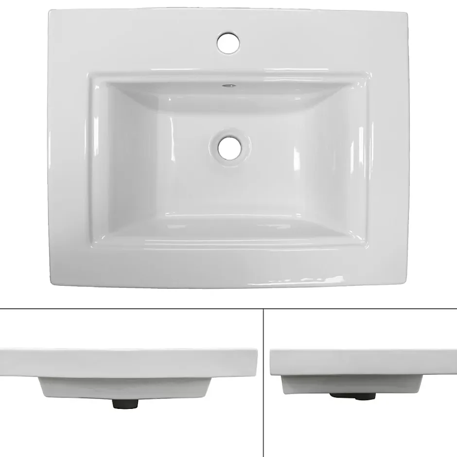 ECD Germany Lavabo vasque a encastrer ceramique Evier encastré salle de bain 60x46x16 cm