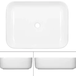 ECD Germany Lavabo vasque a poser ceramique lave-main salle de bain blanc 505 x 395 x 135 mm