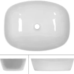 ECD Germany Lavabo vasque a poser en ceramique blanche Evier ovale salle de bain 505x385 mm