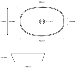ECD Germany Lavabo vasque a poser en ceramique blanche Evier ovale salle de bain 505x385 mm