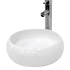 ECD Germany Lavabo vasque a poser salle de bain en ceramique rond 350 mm design moderne* Vasque À Poser