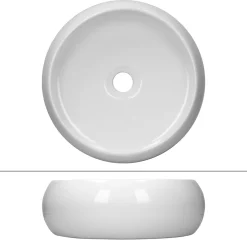 ECD Germany Lavabo vasque a poser salle de bain en ceramique rond 350 mm design moderne* Vasque À Poser