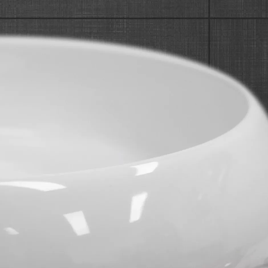 ECD Germany Lavabo vasque a poser salle de bain en ceramique rond 350 mm design moderne* Vasque À Poser