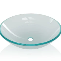 Helloshop26 Lavabo vasque salle de bain diamètre verre transparent* Lavabo