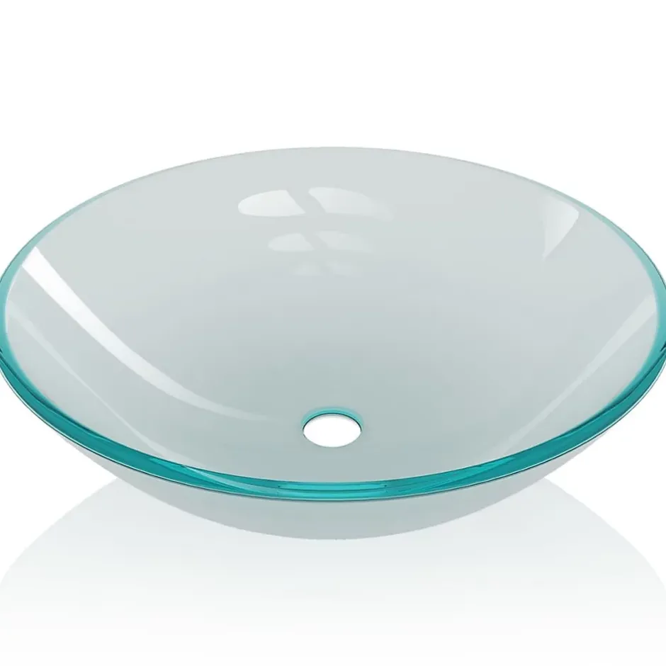 Helloshop26 Lavabo vasque salle de bain diamètre verre transparent* Lavabo