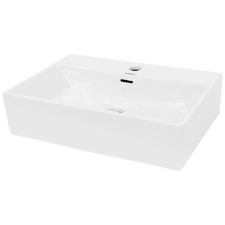 ECD Germany Lavabo vasque salle de bain en céramique suspendu / à poser angulaire 515x360mm* Vasque À Poser
