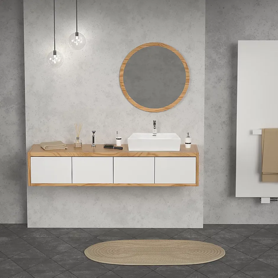 ECD Germany Lavabo vasque salle de bain en céramique suspendu / à poser angulaire 515x360mm* Vasque À Poser