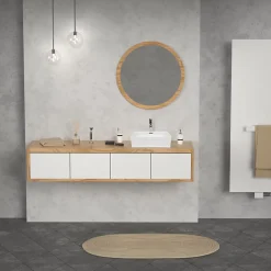 ECD Germany Lavabo vasque salle de bain en céramique suspendu / à poser angulaire 415x360mm