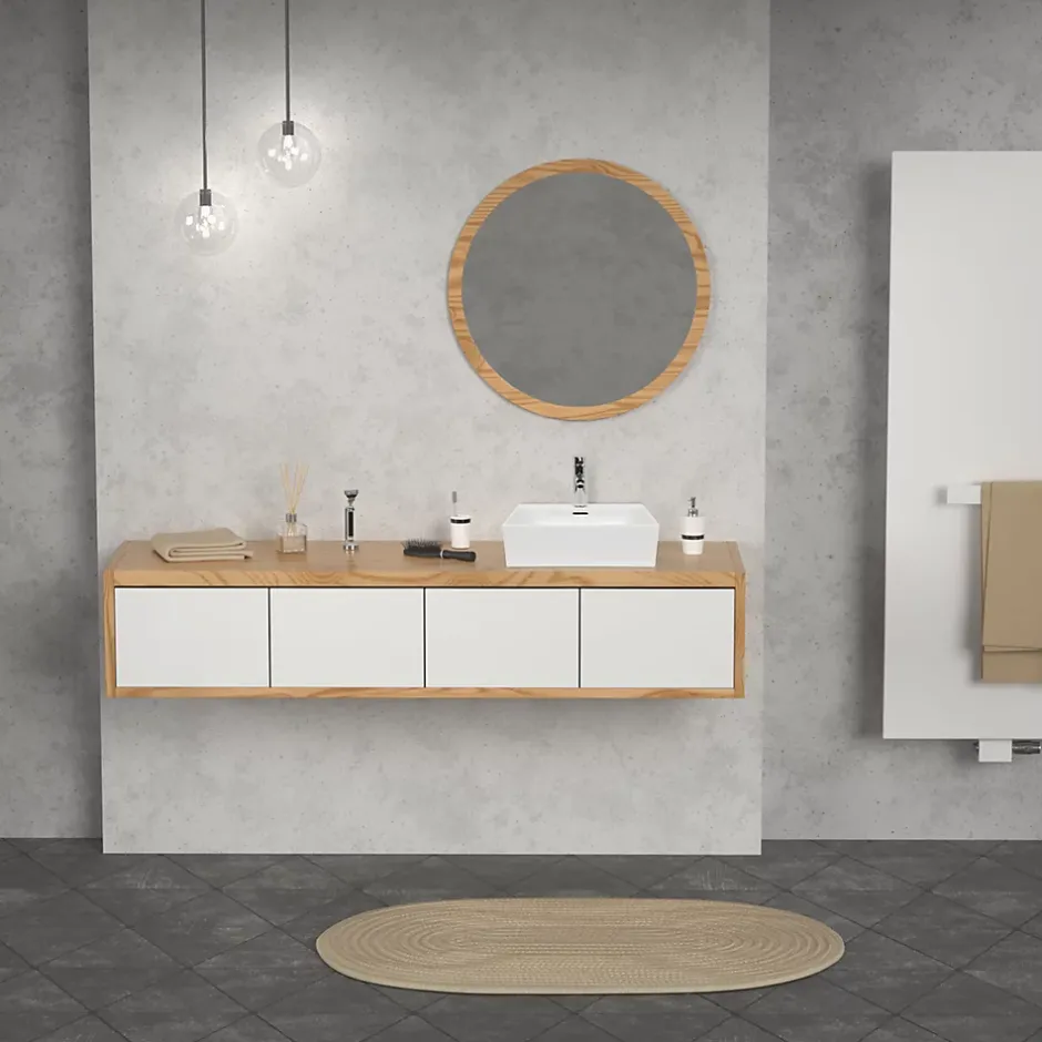 ECD Germany Lavabo vasque salle de bain en céramique suspendu / à poser angulaire 415x360mm