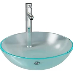 Helloshop26 Lavabo vasque salle de bain diamètre verre transparent