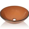 Helloshop26 Lavabo verre trempe marron lavabo vasque verre transparent