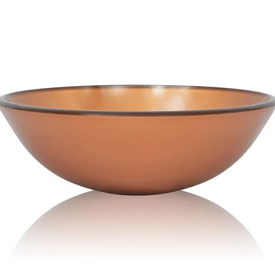 Helloshop26 Lavabo verre trempe marron lavabo vasque verre transparent