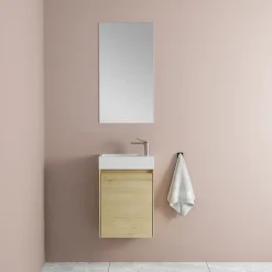 Jindoli Lave main 40 cm chêne rustique clair Aquastretto* Plan Vasque Lave-Mains