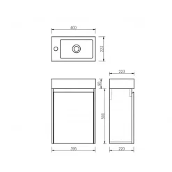 Jindoli Lave main 40 cm chêne rustique clair Aquastretto* Plan Vasque Lave-Mains