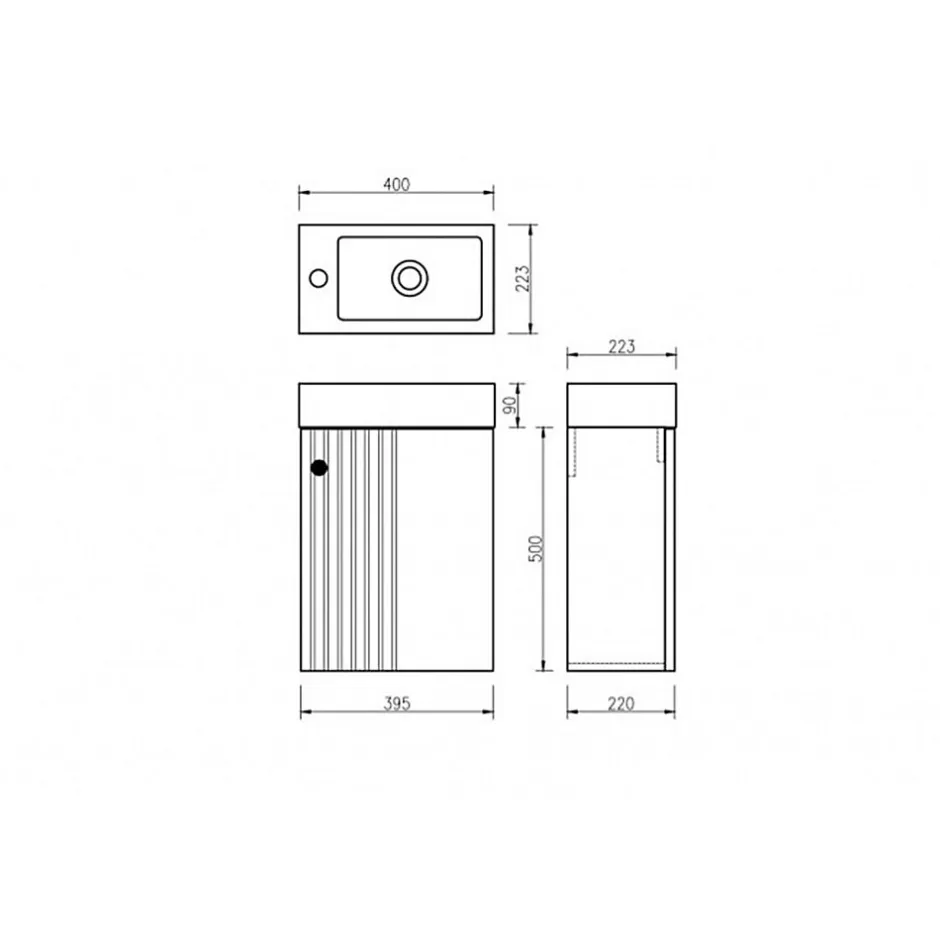 Jindoli Lave main 40 cm effet chêne vieilli Aquapicolo