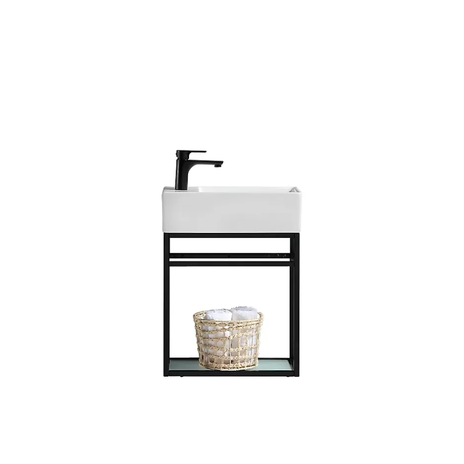 Jindoli Lave main 60 cm métal noir Aquafredo* Plan Vasque Lave-Mains