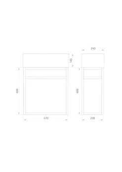 Jindoli Lave main 60 cm métal noir Aquafredo* Plan Vasque Lave-Mains