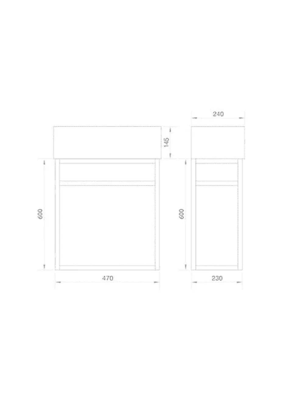 Jindoli Lave main 60 cm métal noir Aquafredo* Plan Vasque Lave-Mains