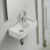 Rue Du Bain Lave main Rectangle 44 cm avec Porte serviette Céramique Blanc- Pratic