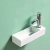 Rue Du Bain Lave main Rectangle Droite Céramique Blanc - 38x15 cm - Minimalist* Lavabo
