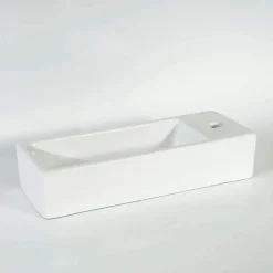 Rue Du Bain Lave main Rectangle Droite Céramique Blanc - 38x15 cm - Minimalist* Lavabo