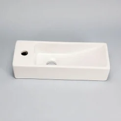 Rue Du Bain Lave main Rectangle Gauche Céramique Blanc 38x15 cm - Minimalist