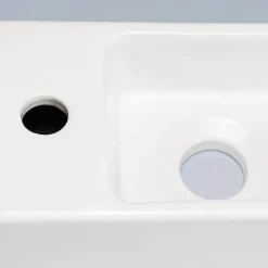 Rue Du Bain Lave main Rectangle Gauche Céramique Blanc 38x15 cm - Minimalist