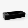 Rue Du Bain Lave main Rectangulaire Gauche Céramique Noire - 38x15 cm - Minimalist
