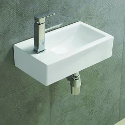Rue Du Bain Lave main rectangulaire Gauche - Céramique - 46x26 cm - Studio* Lavabo