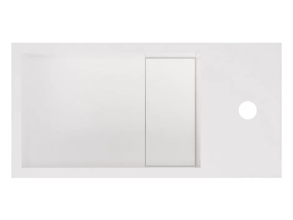 Vente-unique Lave main suspendu blanc en solid surface avec niche - Robinetterie à droite - 40 cm - PUMORI* Plan Simple Vasque