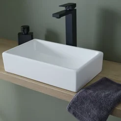 Planète Bain Lave mains à poser Line R en céramique blanc* Plan Vasque Lave-Mains