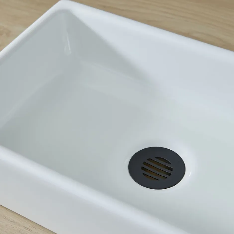 Planète Bain Lave mains à poser Line R en céramique blanc* Plan Vasque Lave-Mains