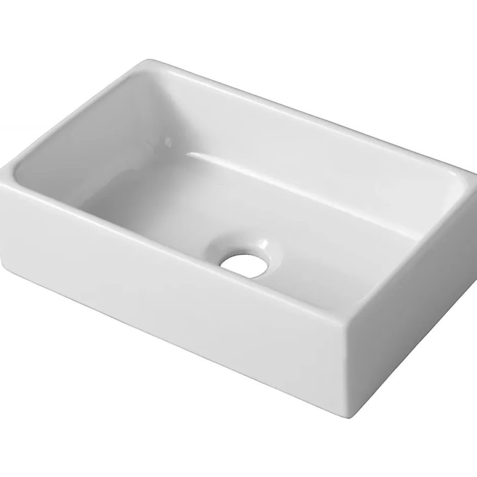 Planète Bain Lave mains à poser Line R en céramique blanc* Plan Vasque Lave-Mains