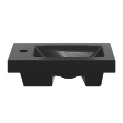 GoodHome Lave mains céramique l.45 cm, noir, Nira* Plan Vasque Lave-Mains