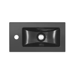 GoodHome Lave mains céramique l.45 cm, noir, Nira* Plan Vasque Lave-Mains