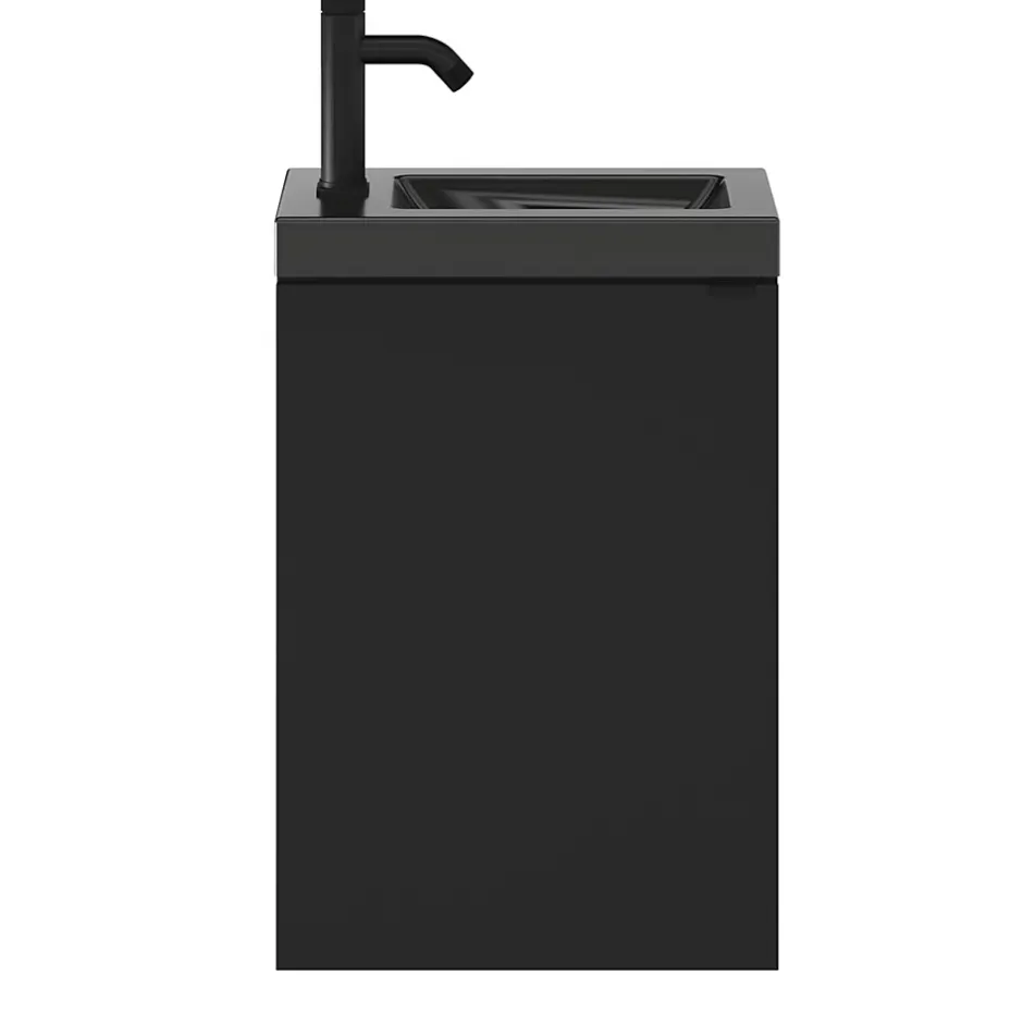 GoodHome Lave mains céramique l.45 cm, noir, Nira* Plan Vasque Lave-Mains